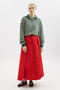 Lula Buttoned Skirt with Pleat Detail Red