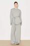 Easy Belted Comfortable Blouse Gray Melange - 7