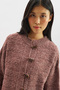 Wide Buttoned Knit Cardigan Burgundy - 4