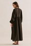Muslin Volume-Enhanced Long Dress Dark Brown - 8