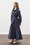 Belt Detailed Pleated Dress Navy Blue - 3