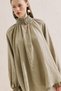 Gi̇peli̇ Linen Balloon Sleeve Blouse Green - 4
