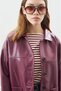Classic Cut Leather Jacket Mürdüm - 5