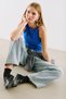 Medium Waist Wide Leg Denim Pants Blue - 2