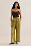 Linen Wide-Leg Pants Oil Green - 3