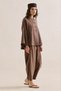 Linen Mixed Wide Sleeve Jacket Brown - 4