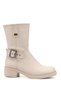 Women's Leather Zippered Blunt Toe Thick Heeled Biker Boots