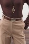 Oval Metal Buckle Belt Brown - 2