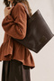 Ira Knitted Leather Bucket Bag Brown - 3