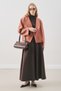 Belt-Detail Flared Skirt Brown