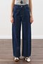 Wide Denim Pants with Stitching Details in Indigo - 6