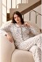 Long Sleeve Shirt Collar Women's Pinterest Pajama Set - Transitional Women's Owl Patterned Pajamas - 4