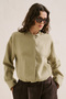 Linen Bomber Style Shirt Stone - 5
