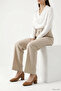 Women/Girls Light Tan Pointed Toe Medium Thick Heeled Genuine Leather Shoes - 3