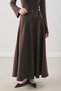 Belt-Detail Flared Skirt Brown - 4