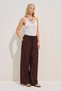 Textured Tie-Up Pants Dark Brown - 3