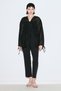 Black Blouse with Drawstring and Tie