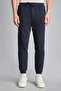 Slim Fit Pique Sweatpants with Zipper Pockets - Navy Blue - 3