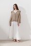 Linen Stitched Detail Skirt Ecru