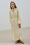 RUCHED COLLAR LINEN WIDE DRESS YELLOW - 3