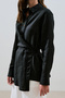 Linen Tie Detail Shirt Black - 4