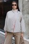 Checkered Fabric Lined Jacket Beige