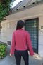 Striped Fabric Embroidered Blouse Plum - 7