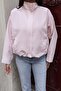 Checkered Fabric Lined Zippered Bomber Jacket Pink - 7