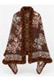 Women's Brown Shawl Patterned Woven Poncho Pnc16 - 3
