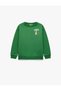 Football Printed Long Sleeve Crew Neck Ribbed Sweatshirt