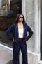 Oysho Fabric Glitter Zipper Suit Navy Blue