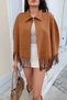 Suede Fabric Tasseled Cape Tan - 7