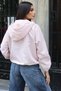 Checkered Fabric Lined Hooded Jacket Pink - 4