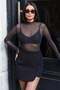 Glittery Transparent Fabric Blouse Black - 7