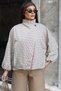 Checkered Fabric Lined Jacket Beige - 4