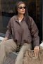 Checkered Fabric Lined Hooded Jacket Brown - 5
