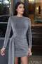 Glitter Fabric Mini Dress Gray - 3