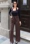 Linda Twill Fabric Belt Detail Trousers Brown - 2
