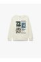 Cotton Crew Neck Long Sleeve Fleece-Lined Printed Sweatshirt