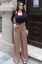 Linda Twill Fabric Belt Detail Trousers Camel - 5