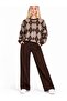 Brown Navy Blue Baklava Crew Neck Oversize Women's Knitwear Sweater