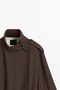 Monica Belted Detailed High Collar Bitter Brown Trench Coat - 7