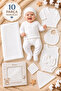 10 Piece Ecru Newborn Hospital Discharge Set – 100% Cotton Baby Bodysuit Set, Soft Texture