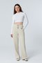 Women's White Cotton Long Sleeve Crew Neck Basic Crop Blouse - 3