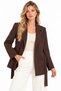 Bitter Brown Women's Single Button Woven Double Breasted Blazer Jacket - Belted