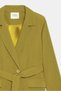 Oil Green Women's Single Button Woven Double Breasted Blazer Jacket - Belted - 3