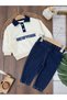 New York Polo Collar Embroidered Sweatshirt Lycra Jeans Pants 2-Piece Baby Boy Set