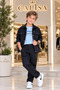 Boy's 3-Piece Pique Set Jacket T-Shirt Cargo Pants Stylish Sports Combination