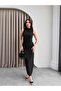 Draped Slit Midi Dress