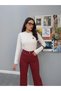 Burgundy Straight Orj Jeans - 5